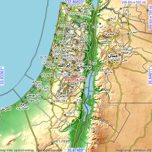 Topographic map of Bayt Ta‘mar