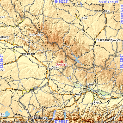 Topographic map of Sonnen