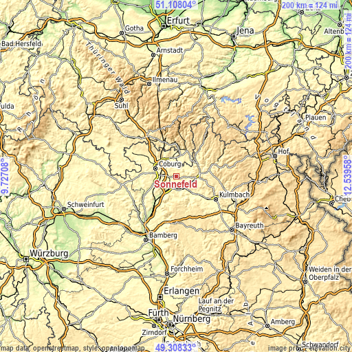 Topographic map of Sonnefeld