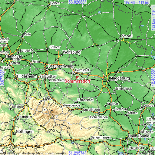 Topographic map of Sommersdorf