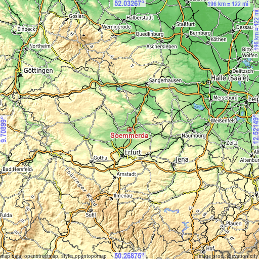 Topographic map of Sömmerda