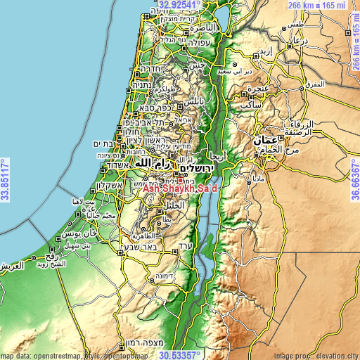 Topographic map of Ash Shaykh Sa‘d