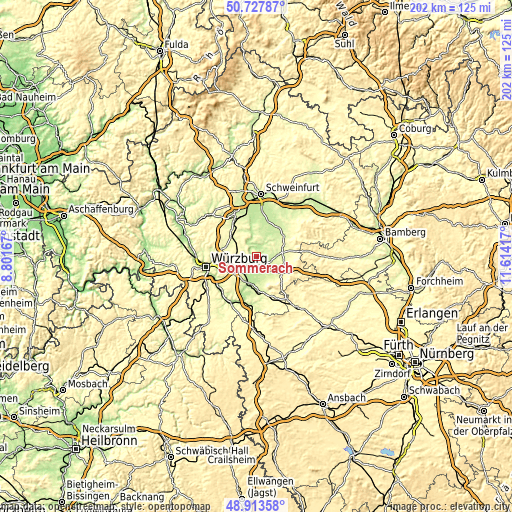 Topographic map of Sommerach