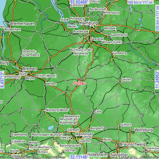 Topographic map of Soltau