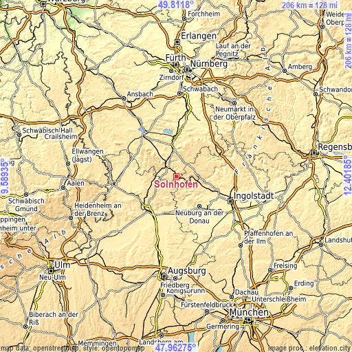 Topographic map of Solnhofen