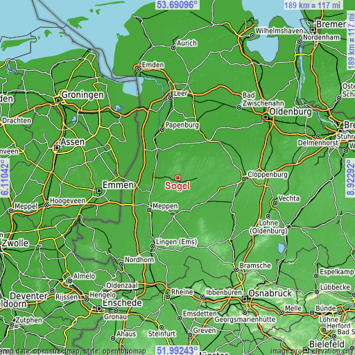 Topographic map of Sögel