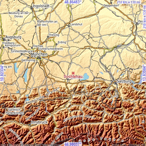 Topographic map of Söchtenau