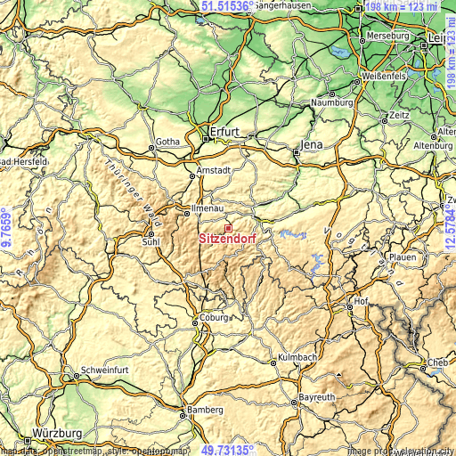 Topographic map of Sitzendorf