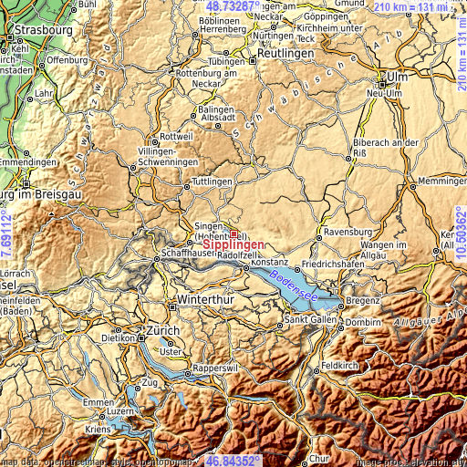 Topographic map of Sipplingen