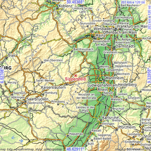 Topographic map of Sippersfeld