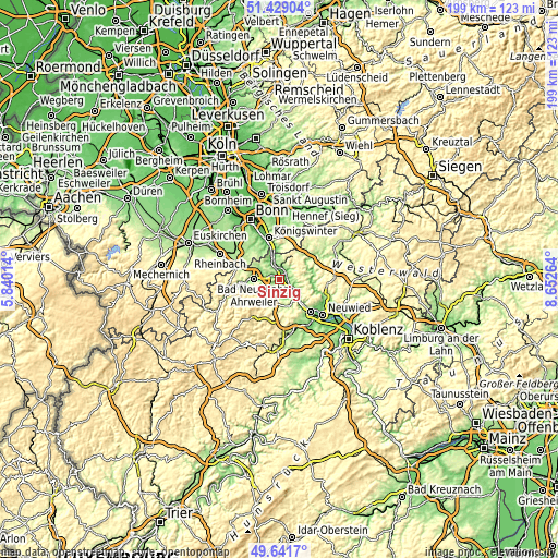 Topographic map of Sinzig