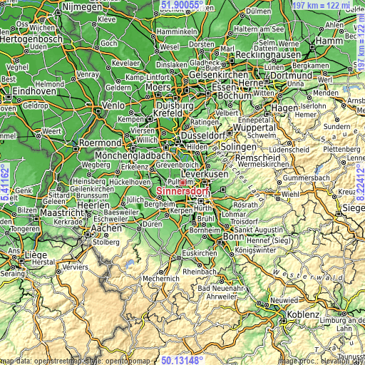 Topographic map of Sinnersdorf