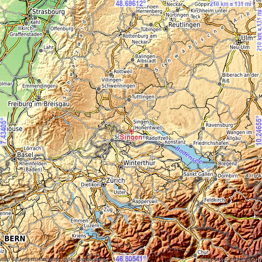 Topographic map of Singen