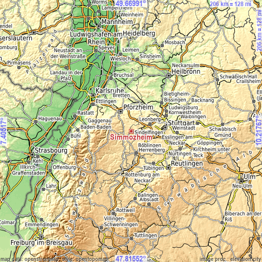 Topographic map of Simmozheim