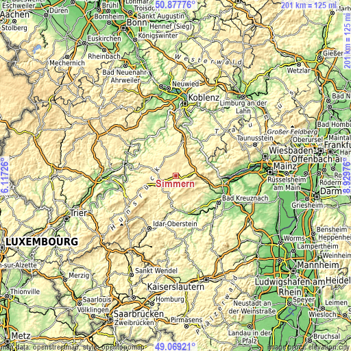 Topographic map of Simmern