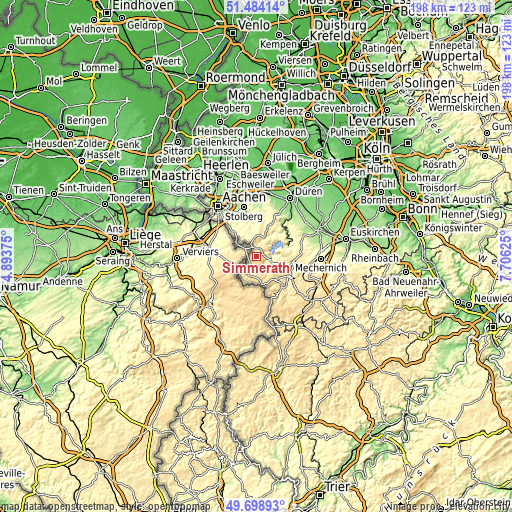 Topographic map of Simmerath