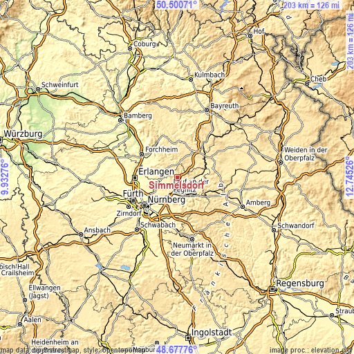 Topographic map of Simmelsdorf