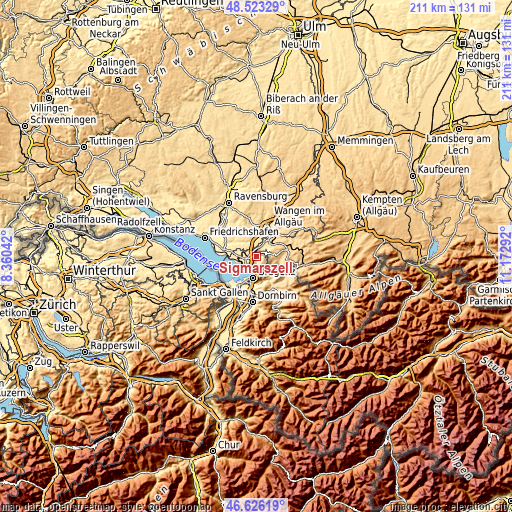 Topographic map of Sigmarszell