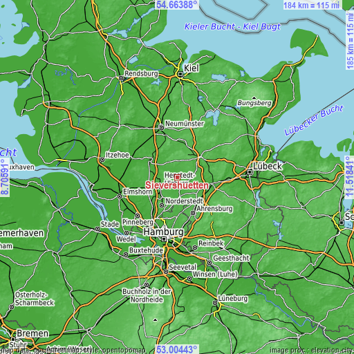 Topographic map of Sievershütten