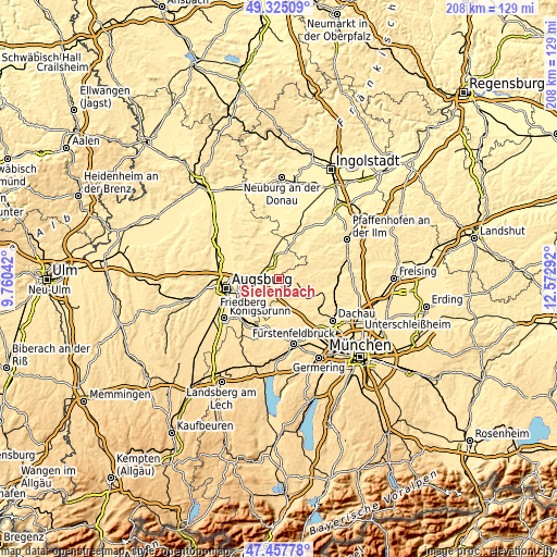 Topographic map of Sielenbach