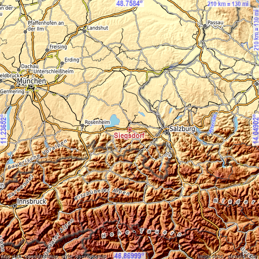 Topographic map of Siegsdorf