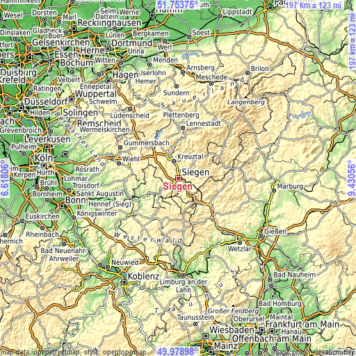 Topographic map of Siegen