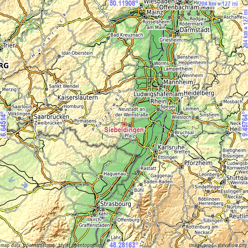 Topographic map of Siebeldingen