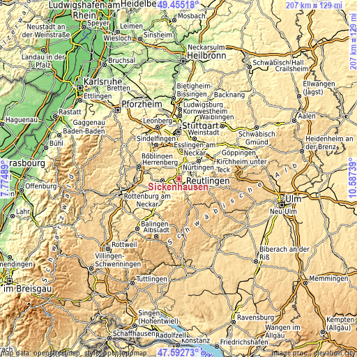 Topographic map of Sickenhausen