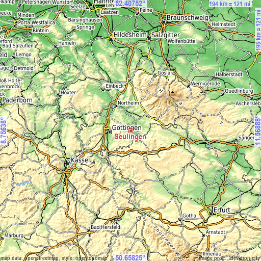 Topographic map of Seulingen