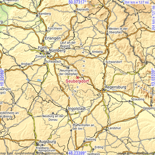 Topographic map of Seubersdorf