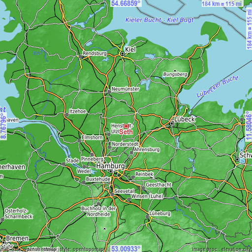 Topographic map of Seth