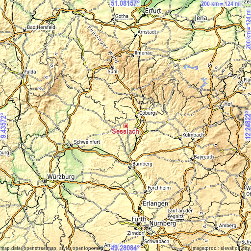 Topographic map of Seßlach