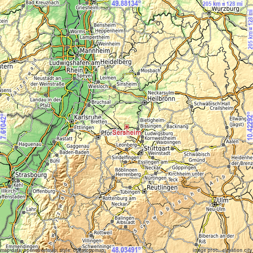 Topographic map of Sersheim