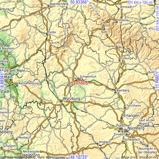 Topographic map of Sennfeld