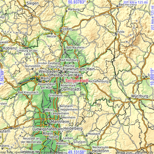 Topographic map of Seligenstadt