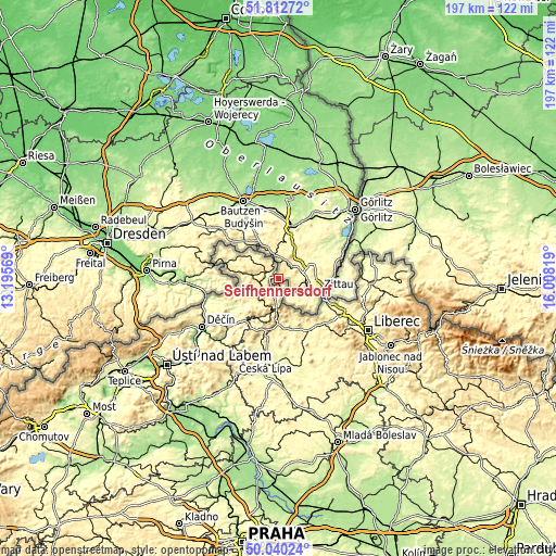 Topographic map of Seifhennersdorf