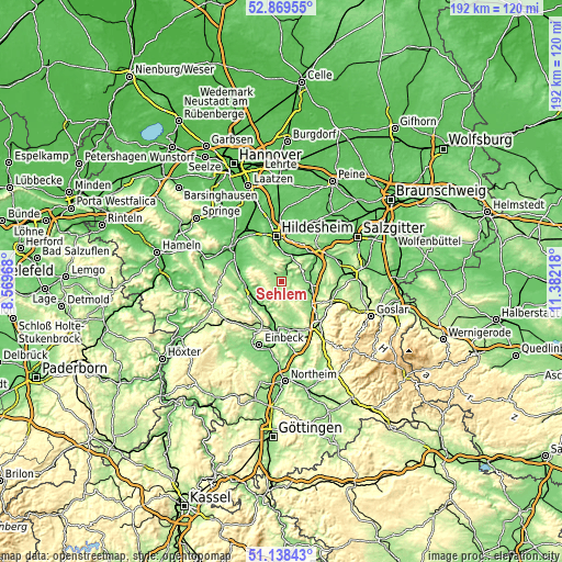 Topographic map of Sehlem