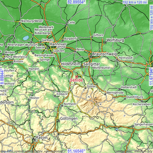Topographic map of Sehlde