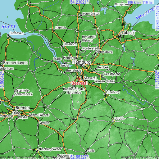 Topographic map of Seevetal