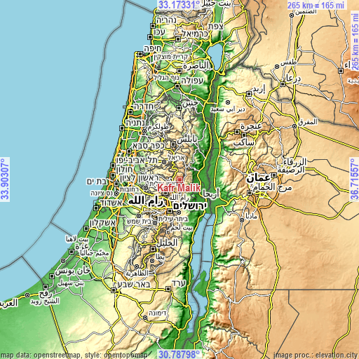 Topographic map of Kafr Mālik
