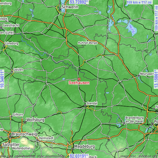 Topographic map of Seehausen