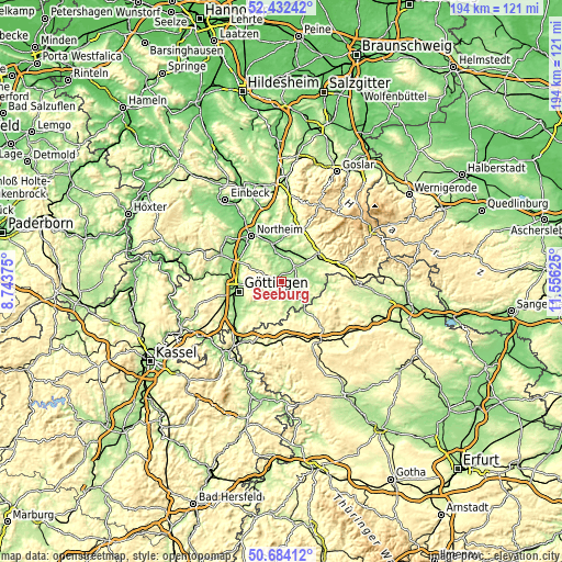 Topographic map of Seeburg