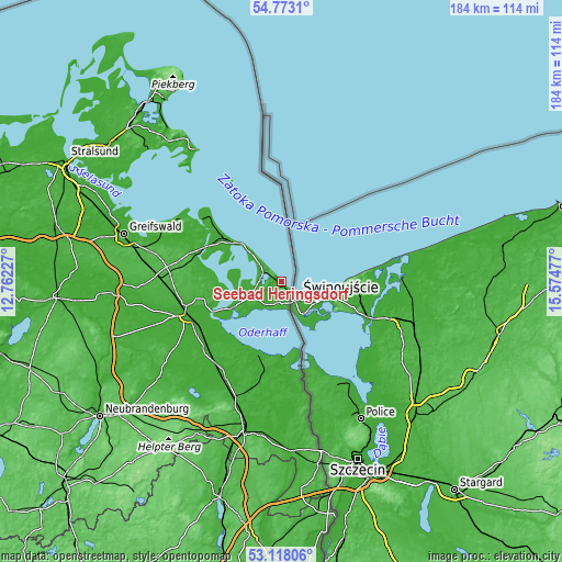 Topographic map of Seebad Heringsdorf