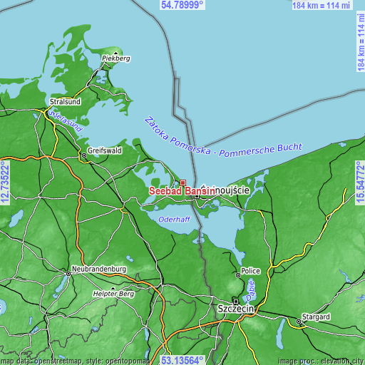 Topographic map of Seebad Bansin