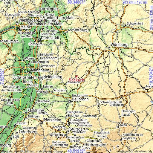 Topographic map of Seckach