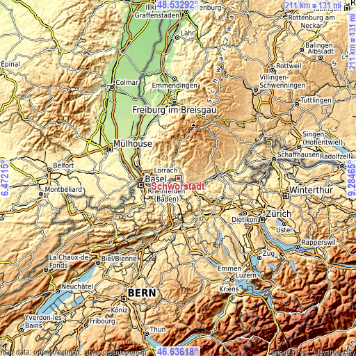 Topographic map of Schwörstadt