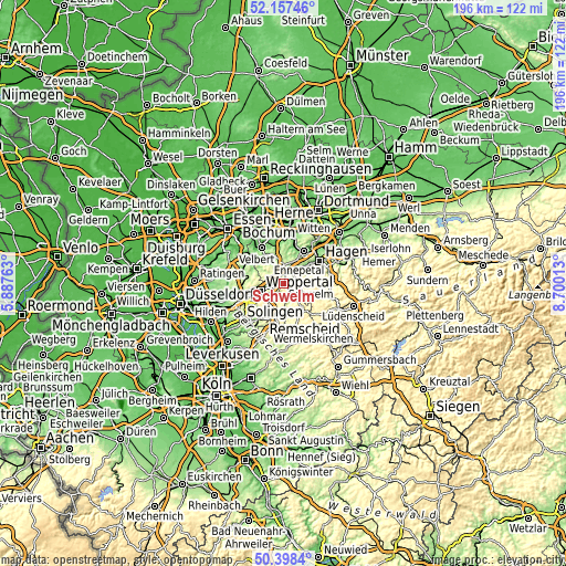 Topographic map of Schwelm