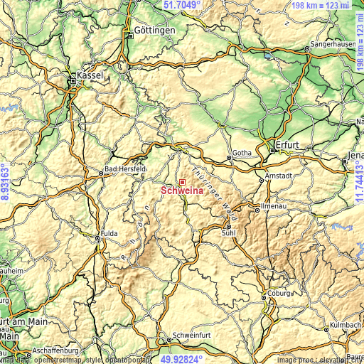 Topographic map of Schweina