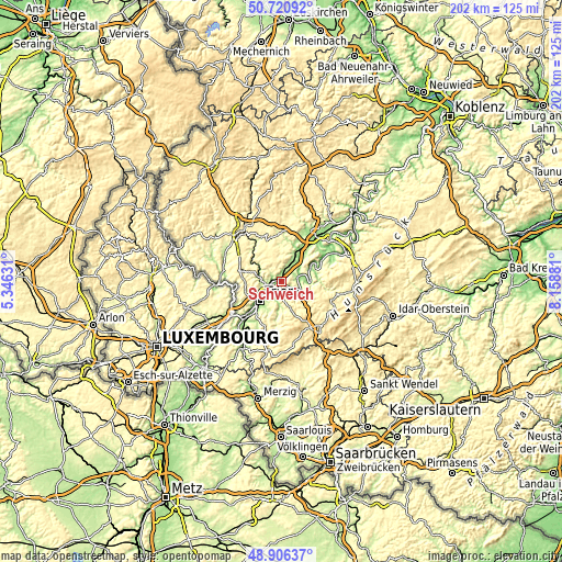 Topographic map of Schweich