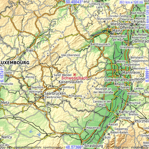 Topographic map of Schwedelbach